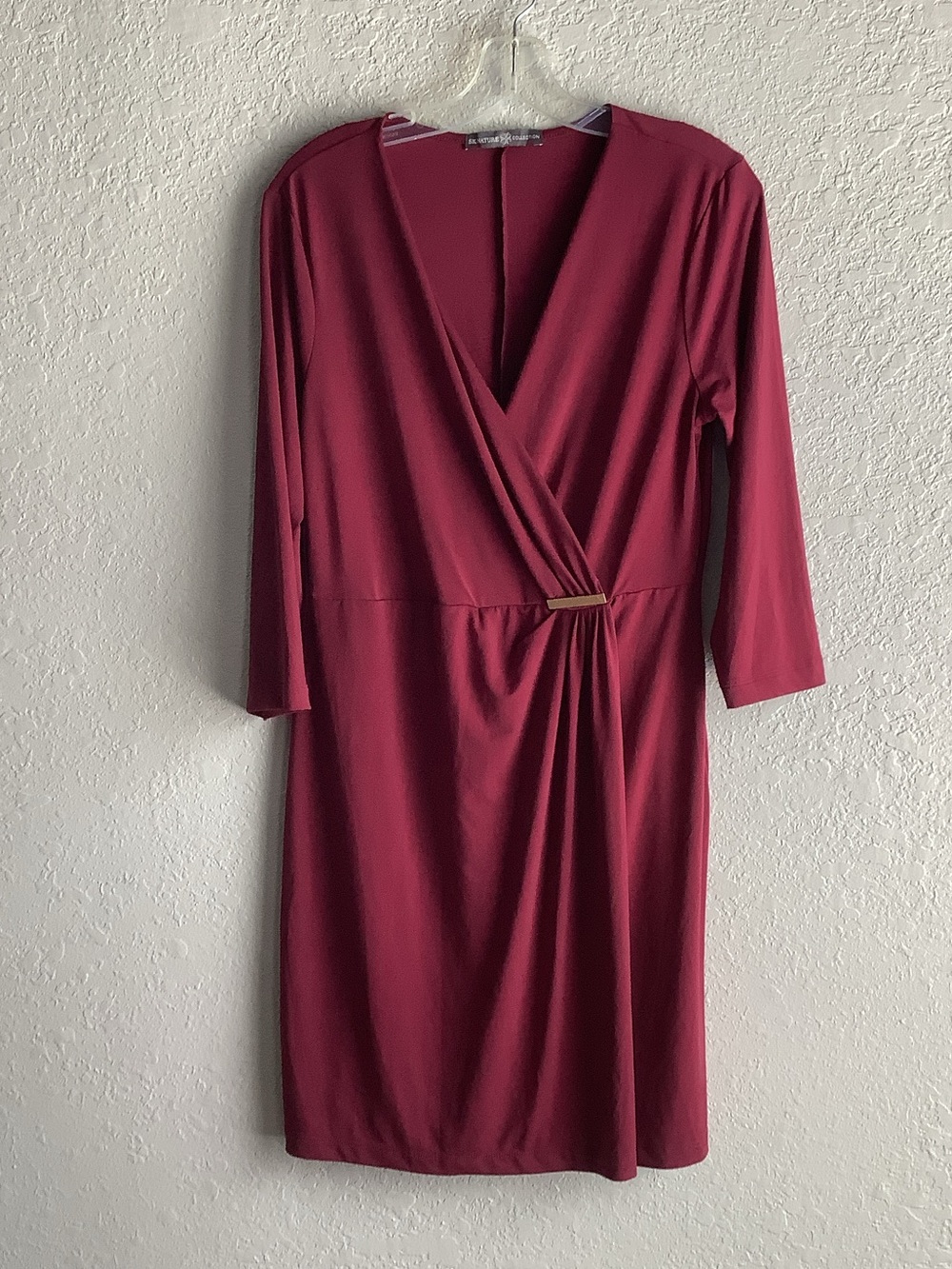 Women's Berry Faux-Wrap Long Sleeve Dress